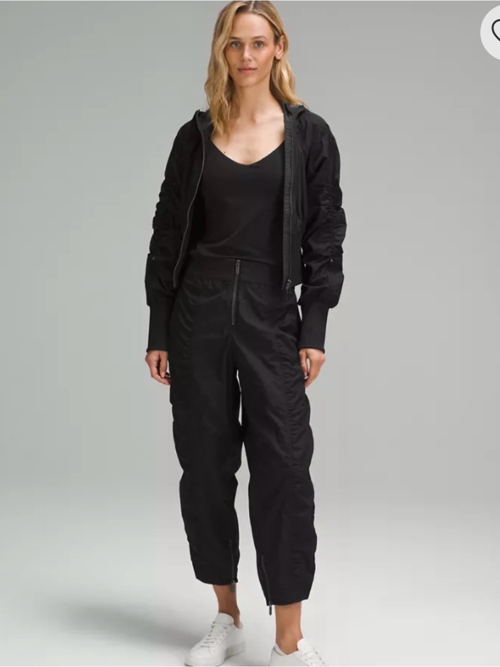 Lululemon Front-Zip Mid-Rise Ruched Crop Pant Black